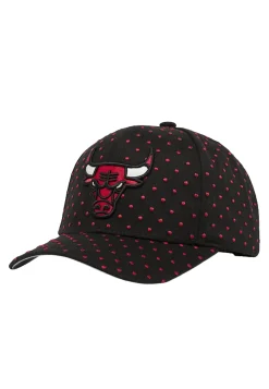 Boné Mitchell & Ness Black Bulls Dotted Polka Pro Crown Snapback
