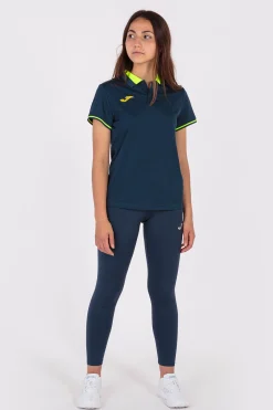 Pólo M/c Joma Championship VI Azul Marinho Amarelo Fluorescente