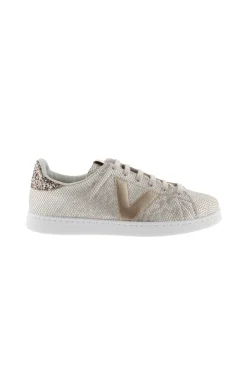 Ténis De Efeito Brilho Metálico Victoria Tenis Cobra Com Calcanhar Brilhante
